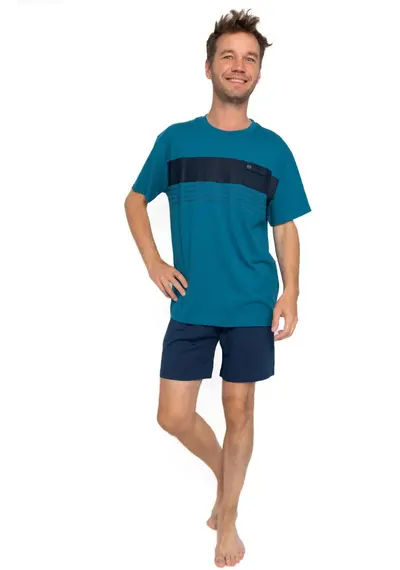 Outfitter heren shortama tricot katoen - Lagoon Outfitter heren shortama tricot katoen - Lagoon