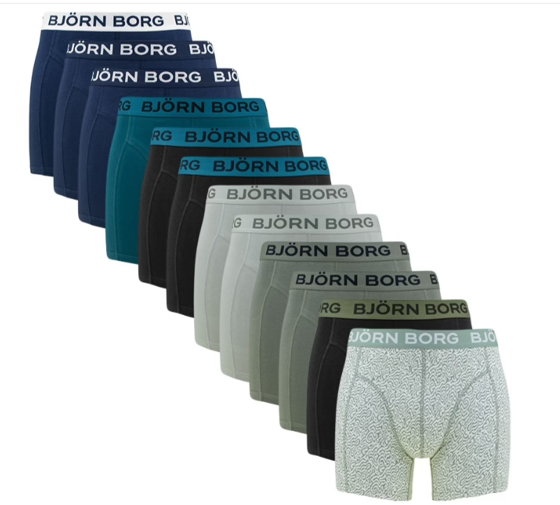 Bjorn Borg 12-pack heren boxershort - All Black - Zwarte heren onderbroeken multipack