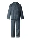 Gentlemen katoenen heren pyjama met knoopsluiting - Blauw