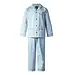 Gentlemen katoenen heren pyjama met knoopsluiting - Blauw - Lichtblauw