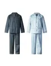 Gentlemen katoenen heren pyjama met knoopsluiting - Blauw