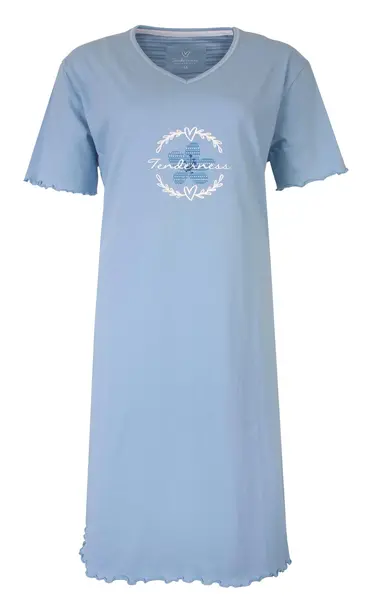 Tenderness dames nachthemd korte mouw - Light Blue Tenderness dames nachthemd korte mouw - Light Blue