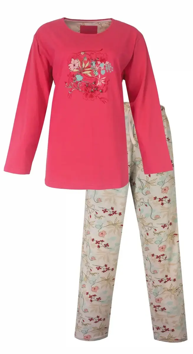 Tenderness dames pyjama Tricot lange mouw - Pink Flower