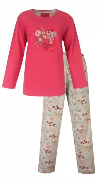 Tenderness dames pyjama Tricot lange mouw - Pink Flower Tenderness dames pyjama Tricot lange mouw - Pink Flower