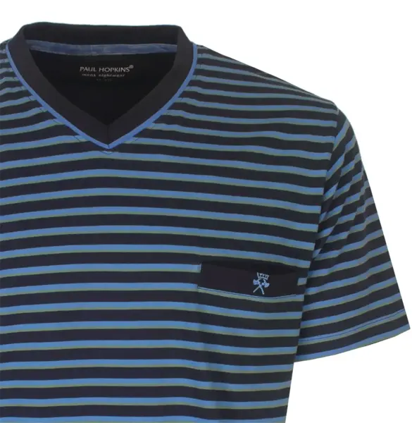 Paul Hopkins Heren shortama - Katoen - Blauw gestreept Paul Hopkins Heren shortama - Katoen - Blauw gestreept