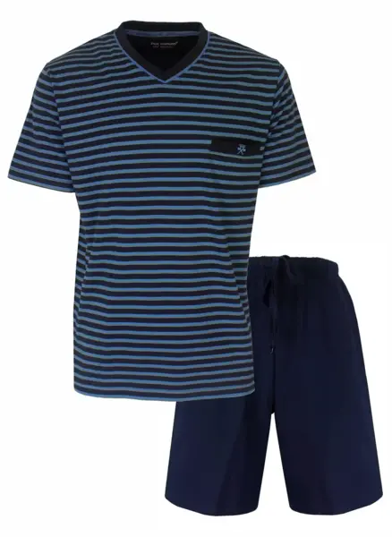 Paul Hopkins Heren shortama - Katoen - Blauw gestreept Paul Hopkins Heren shortama - Katoen - Blauw gestreept