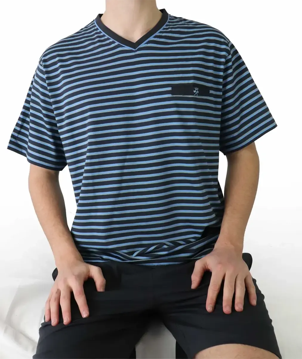 Paul Hopkins Heren shortama - Katoen - Blauw gestreept