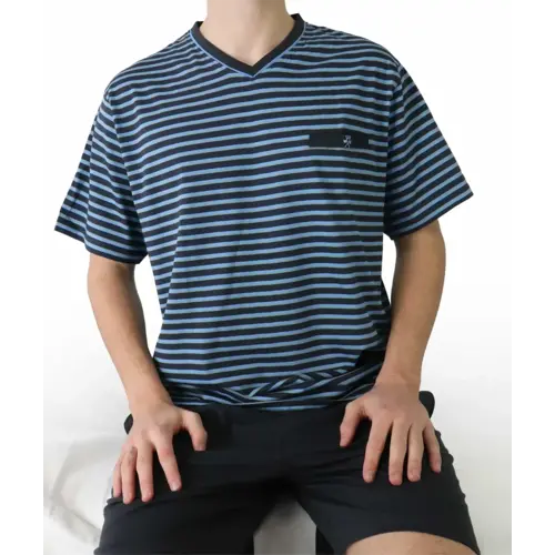 Paul Hopkins Heren shortama - Katoen - Blauw gestreept Paul Hopkins Heren shortama - Katoen - Blauw gestreept