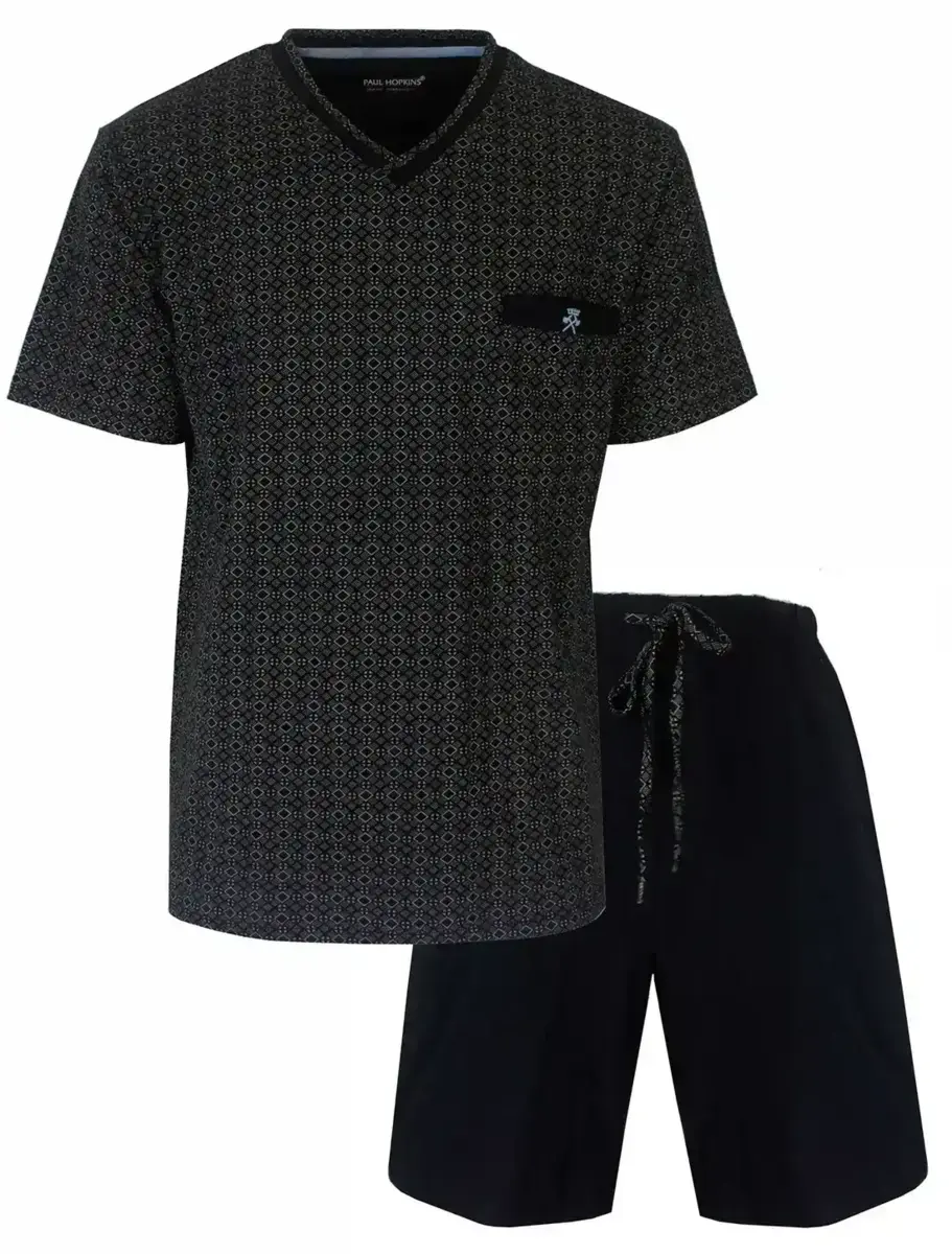 Paul Hopkins Heren shortama - Katoen - Classic black Paul Hopkins Heren shortama - Katoen - Classic black