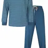 M.E.Q. Heren pyjama lange mouwen katoen - Spring blue