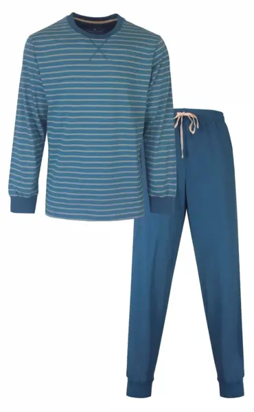 M.E.Q. Heren pyjama lange mouwen katoen - Spring blue M.E.Q. Heren pyjama lange mouwen katoen - Spring blue