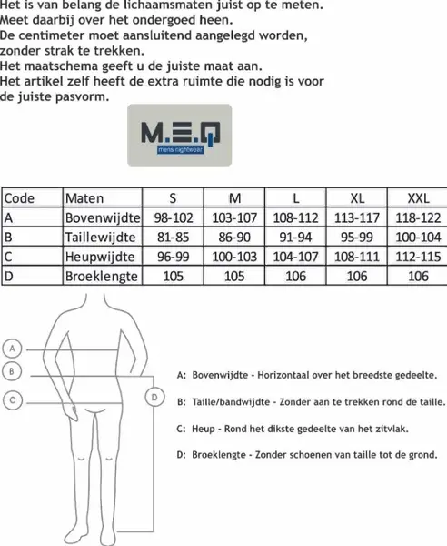 M.E.Q. Heren pyjama lange mouwen katoen - Dark Blue M.E.Q. Heren pyjama lange mouwen katoen - Dark Blue