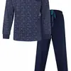 M.E.Q. Heren pyjama lange mouwen katoen - Dark Blue