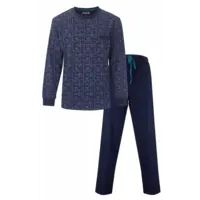 M.E.Q. Heren pyjama lange mouwen katoen - Dark Blue M.E.Q. Heren pyjama lange mouwen katoen - Dark Blue