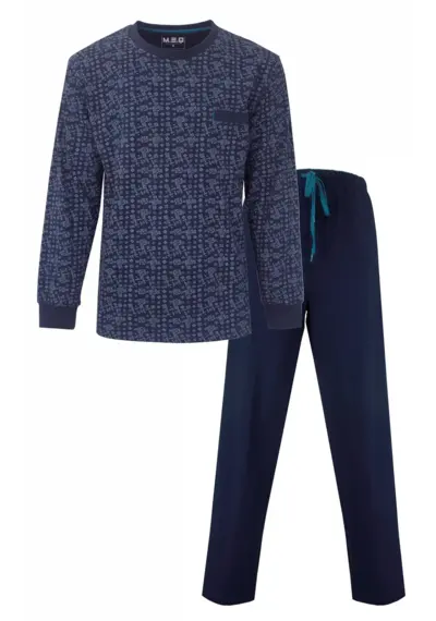 M.E.Q. Heren pyjama lange mouwen katoen - Dark Blue M.E.Q. Heren pyjama lange mouwen katoen - Dark Blue