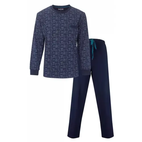 M.E.Q. Heren pyjama lange mouwen katoen - Dark Blue M.E.Q. Heren pyjama lange mouwen katoen - Dark Blue