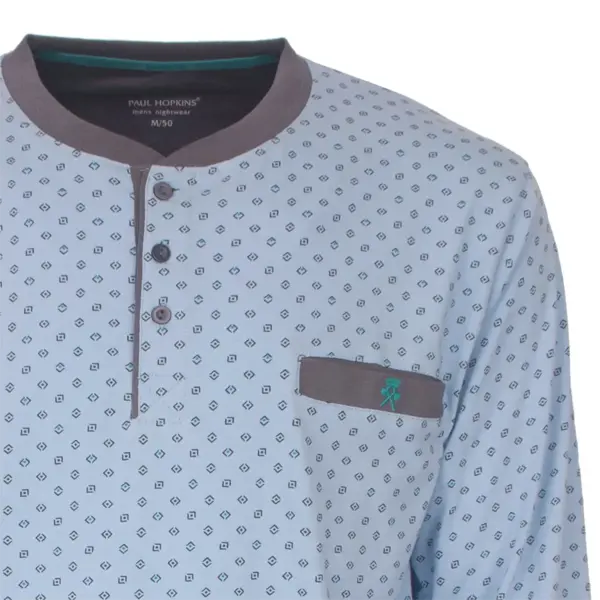 Paul Hopkins pyjama heren lange mouw - knoopsluiting - Lightblue Paul Hopkins pyjama heren lange mouw - knoopsluiting - Lightblue