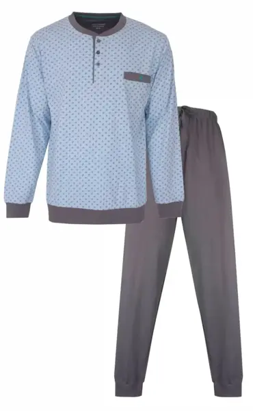 Paul Hopkins pyjama heren lange mouw - knoopsluiting - Lightblue