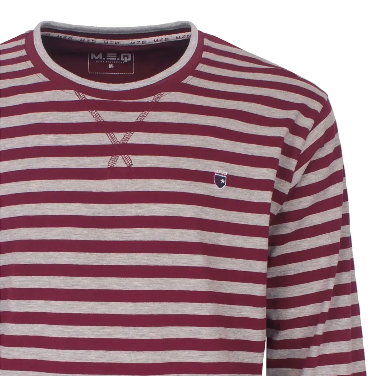 M.E.Q. Heren pyjama lange mouwen katoen - Rode streep