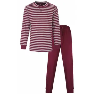 M.E.Q. Heren pyjama lange mouwen katoen - Rode streep