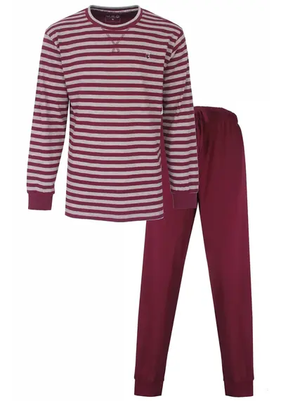 M.E.Q. Heren pyjama lange mouwen katoen - Rode streep M.E.Q. Heren pyjama lange mouwen katoen - Rode streep