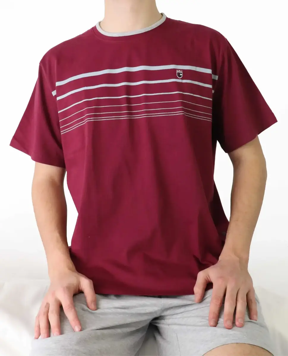 M.E.Q. Heren shortama katoen - ronde hals - Red summer M.E.Q. Heren shortama katoen - ronde hals - Red summer