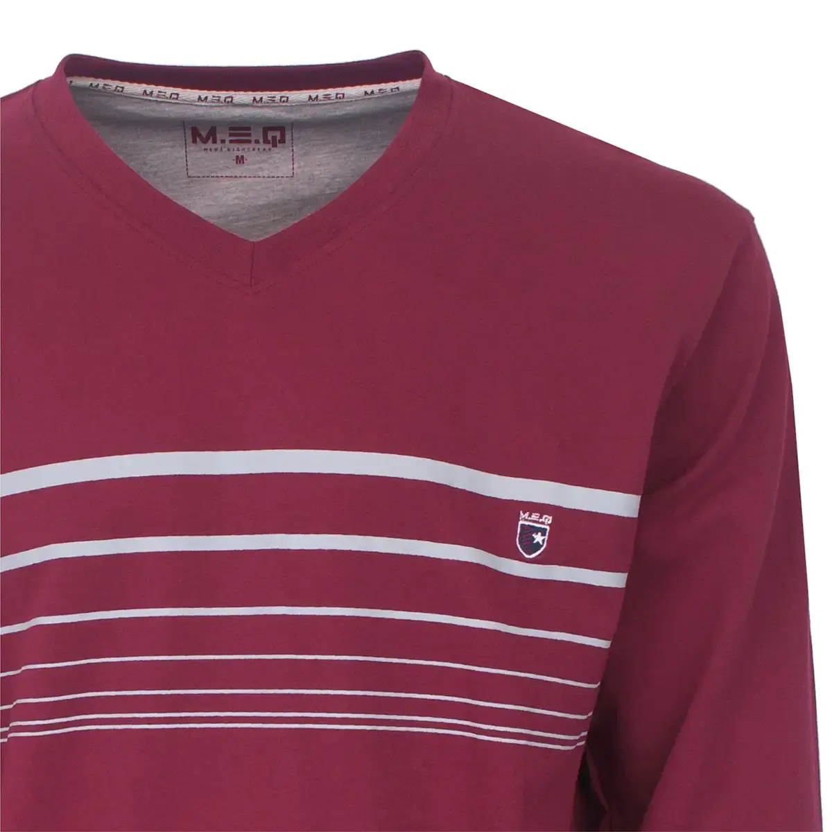 M.E.Q. Heren pyjama lange mouwen katoen - V-hals - Rood