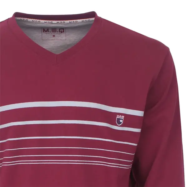 M.E.Q. Heren pyjama lange mouwen katoen - V-hals - Rood