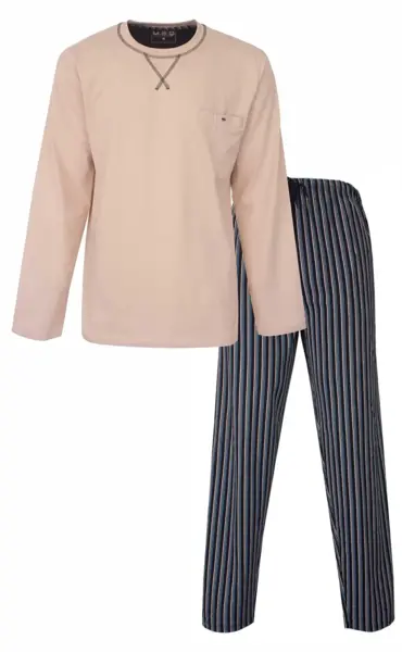 M.E.Q. Heren pyjama lange mouwen katoen - ronde hals - Katoen M.E.Q. Heren pyjama lange mouwen katoen - ronde hals - Katoen