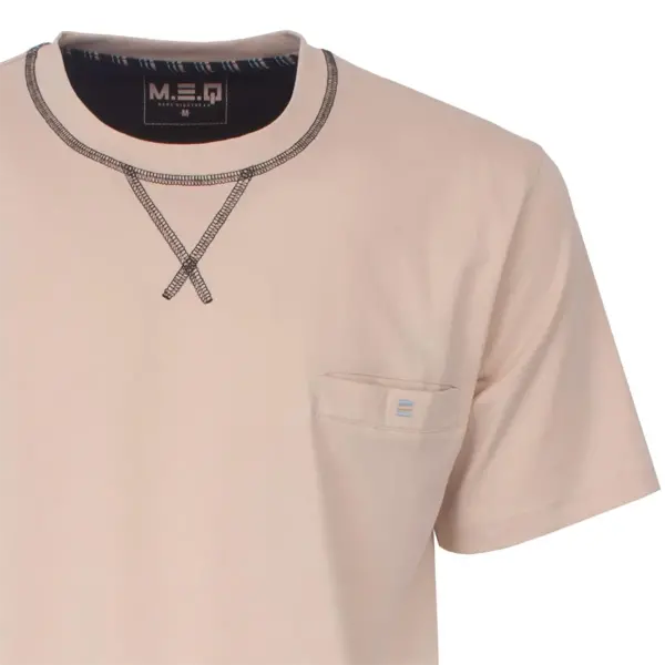 M.E.Q. Heren shortama - Katoen - ronde hals - Beige M.E.Q. Heren shortama - Katoen - ronde hals - Beige