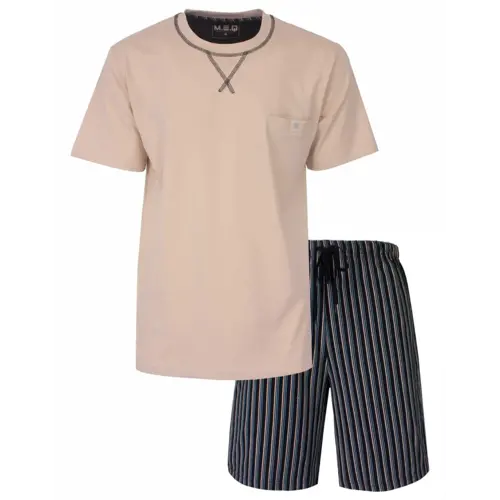 M.E.Q. Heren shortama - Katoen - ronde hals - Beige M.E.Q. Heren shortama - Katoen - ronde hals - Beige