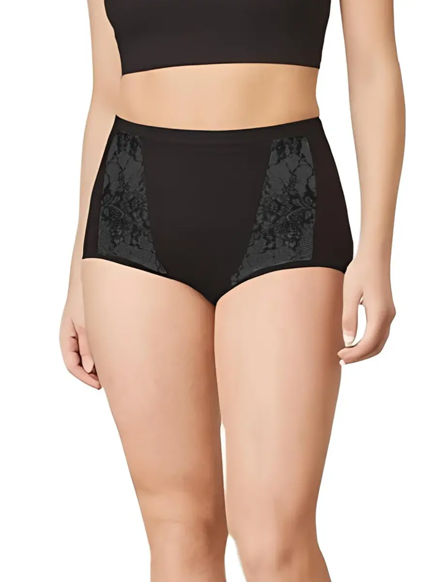 Ten Cate dames Lace maxi - Kanten dames taille slip - Hoge onderbroek - Biologisch katoen - Badstof kruisje