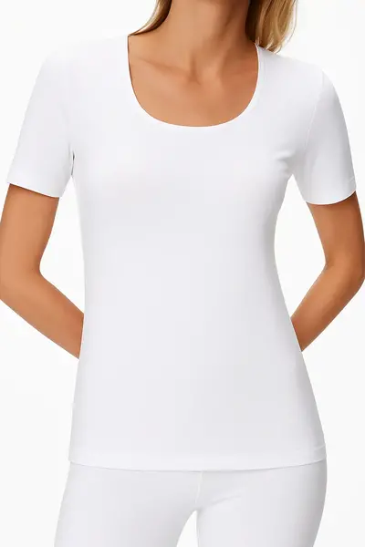 Ten Cate Basics dames T-shirt - 32288 - Vrouwen ondershirt met korte mouwen - Biologisch katoen - Diepe ronde hals