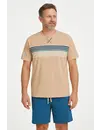 M.E.Q. Heren shortama katoen - ronde hals - Beige