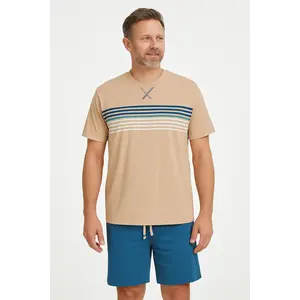 M.E.Q. Heren shortama katoen - ronde hals - Beige