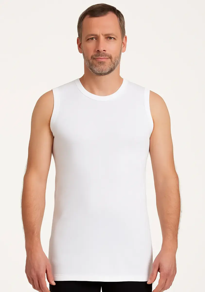 Beeren heren mouwloos shirt katoen Extra lang - Shirt zonder mouwen - wit en zwart Ondershirt Beeren heren mouwloos shirt katoen Extra lang - Shirt zonder mouwen - wit en zwart Ondershirt