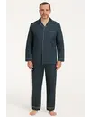 Gentlemen katoenen heren pyjama met knoopsluiting - Blauw