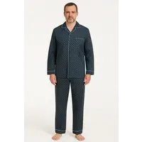 Gentlemen katoenen heren pyjama met knoopsluiting - Blauw