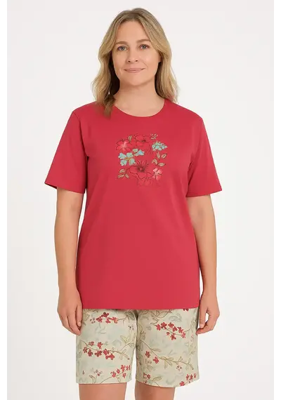 Tenderness dames shortama katoen - Red Summer Tenderness dames shortama katoen - Red Summer