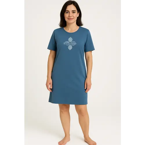 Irresistible dames nachthemd korte mouw - Ocean Blue Irresistible dames nachthemd korte mouw - Ocean Blue