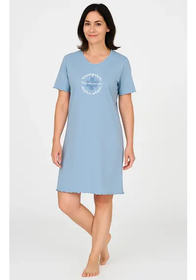 Tenderness dames nachthemd korte mouw - Light Blue Tenderness dames nachthemd korte mouw - Light Blue