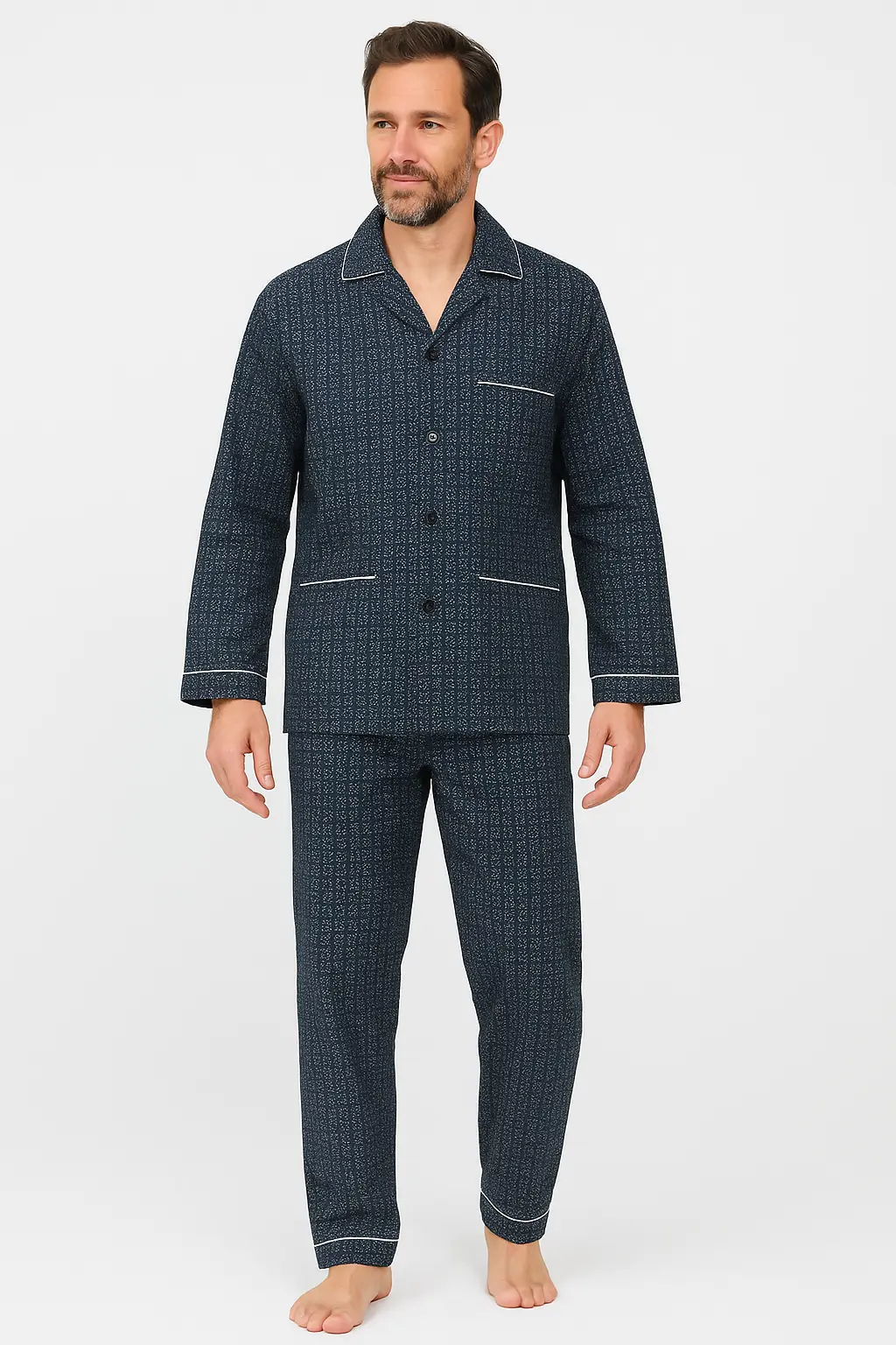 Gentlemen flanellen heren pyjama - Geruwd