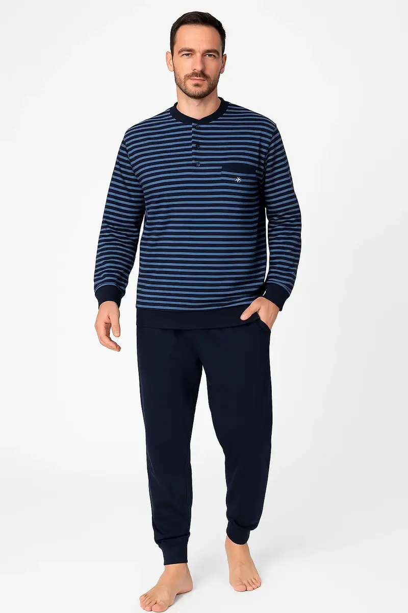 Paul Hopkins pyjama heren lange mouw - Blue stripe