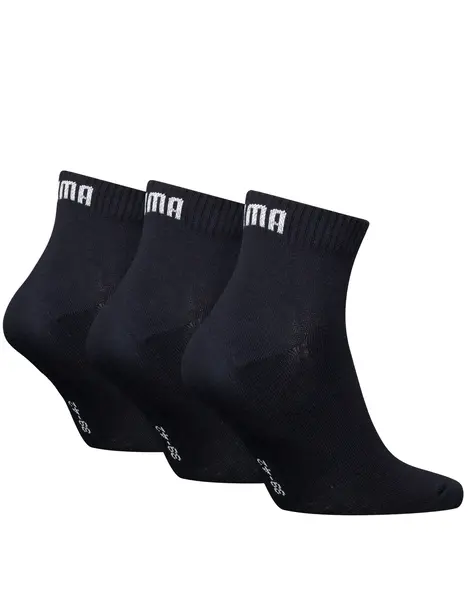 Puma 3-paar Quarter sokken - Badstof zool - Quarter katoenen sokken voor dames en heren in het wit, zwart, grijs en donkerblauw Puma 3-paar Quarter sokken - Badstof zool - Quarter katoenen sokken voor dames en heren in het wit, zwart, grijs en donkerblauw
