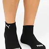 Puma 3-paar Quarter sokken - Badstof zool - Quarter katoenen sokken voor dames en heren in het wit, zwart, grijs en donkerblauw