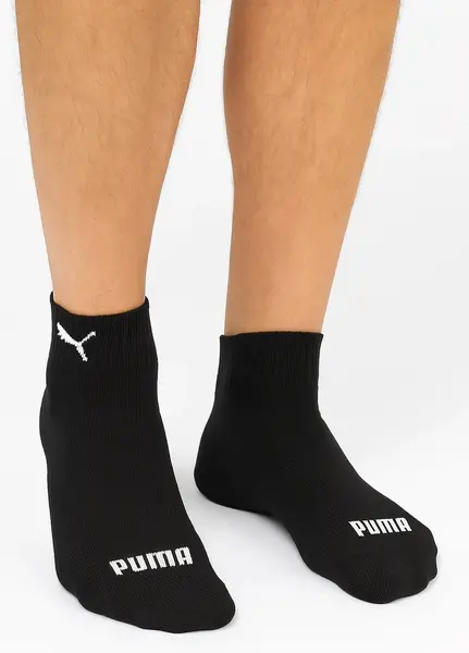 Puma 3-paar Quarter sokken - Badstof zool - Quarter katoenen sokken voor dames en heren in het wit, zwart, grijs en donkerblauw Puma 3-paar Quarter sokken - Badstof zool - Quarter katoenen sokken voor dames en heren in het wit, zwart, grijs en donkerblauw