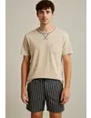 M.E.Q.  Heren shortama - Katoen - ronde hals - Beige