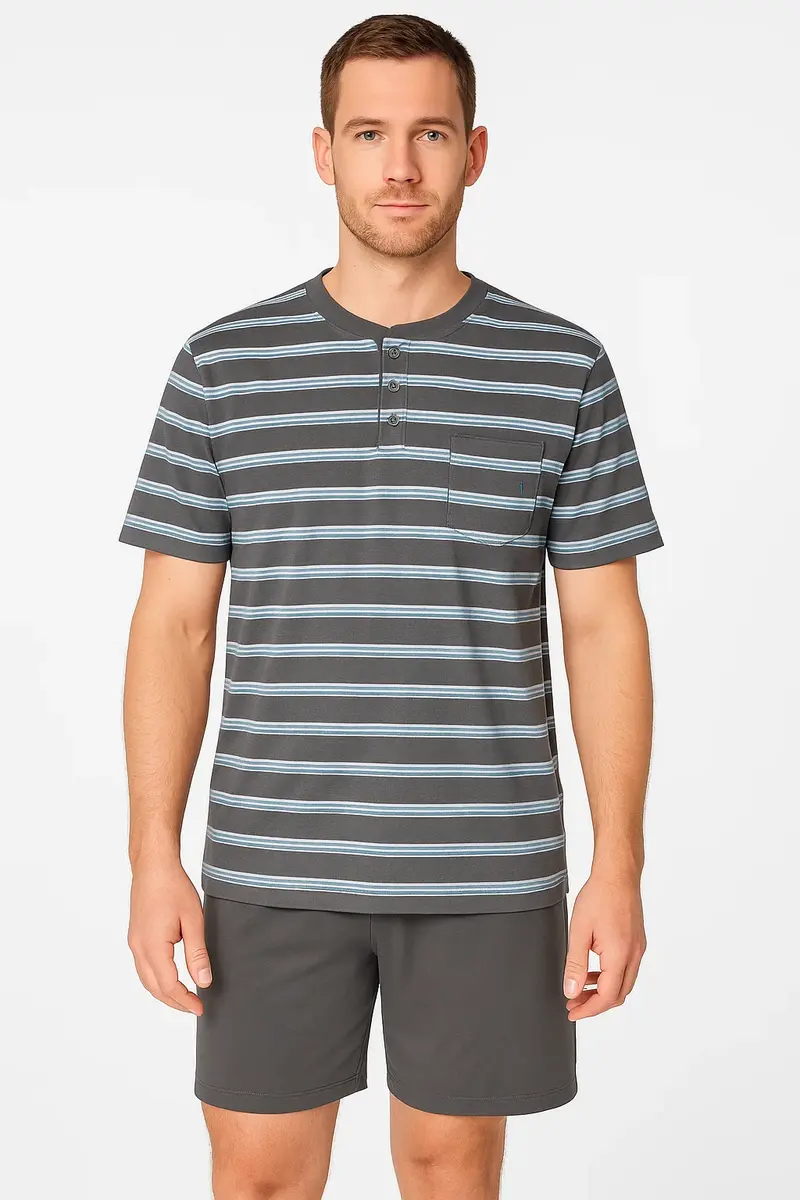 Paul Hopkins Heren shortama - Knoopsluiting - Katoen