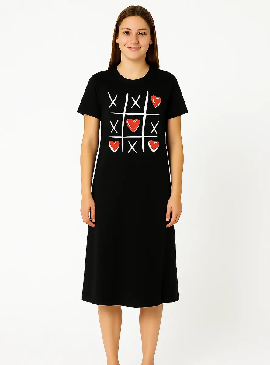 Temptation dames nachthemd korte mouw zwart "Games"