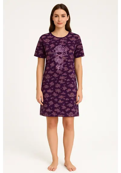 Tenderness dames nachthemd korte mouw - Lila flower Tenderness dames nachthemd korte mouw - Lila flower